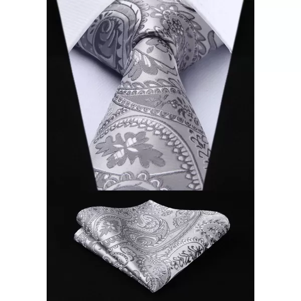 HISDERN Mens Vest Tie Set 3PC Formal Waistcoat Paisley Floral Jacquard Necktie Pocket Square Suit Vests Wedding Party