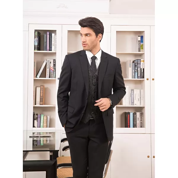 HISDERN Mens Vest Tie Set 3PC Formal Waistcoat Paisley Floral Jacquard Necktie Pocket Square Suit Vests Wedding Party