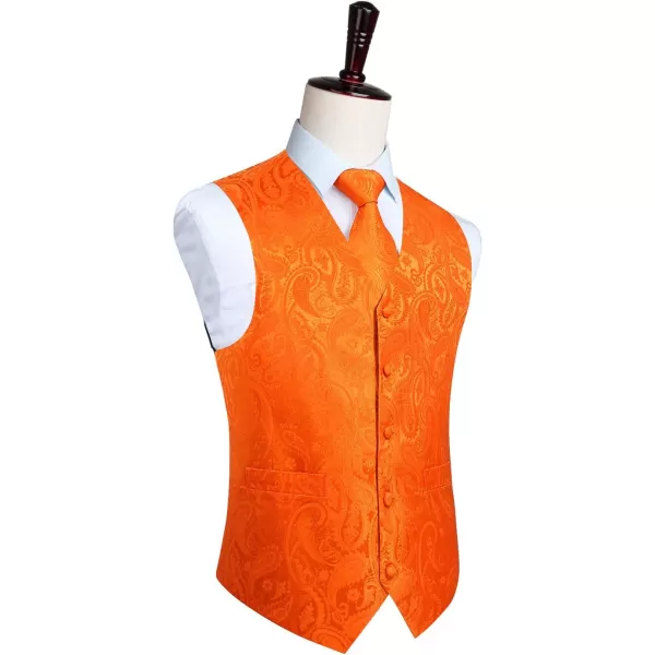 HISDERN Men's Vest Tie Set Paisley Floral Jacquard Necktie Pocket Square 3PCS Waistcoat for Suit or Tuxedo Wedding Party