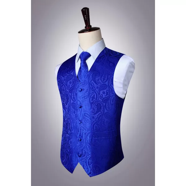 HISDERN Men's Vest Tie Set Paisley Floral Jacquard Necktie Pocket Square 3PCS Waistcoat for Suit or Tuxedo Wedding Party