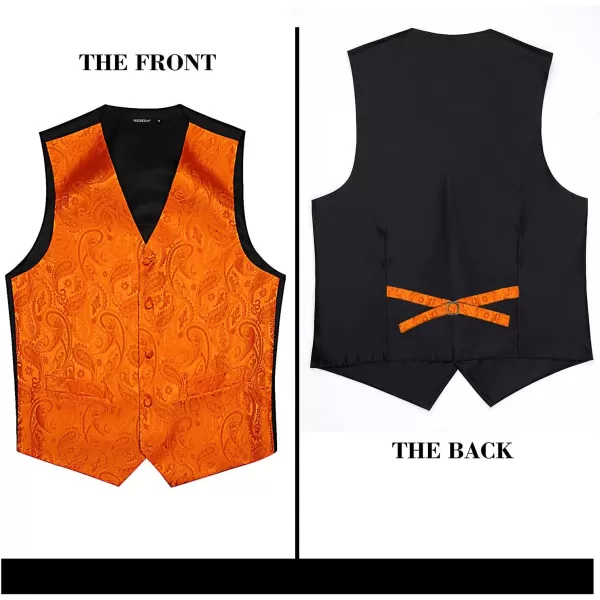 HISDERN Men's Vest Tie Set Paisley Floral Jacquard Necktie Pocket Square 3PCS Waistcoat for Suit or Tuxedo Wedding Party