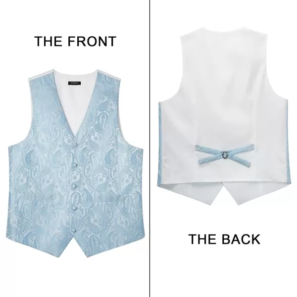 HISDERN Men's Vest Tie Set Paisley Floral Jacquard Necktie Pocket Square 3PCS Waistcoat for Suit or Tuxedo Wedding Party
