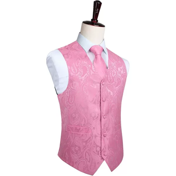 HISDERN Men's Vest Tie Set Paisley Floral Jacquard Necktie Pocket Square 3PCS Waistcoat for Suit or Tuxedo Wedding Party