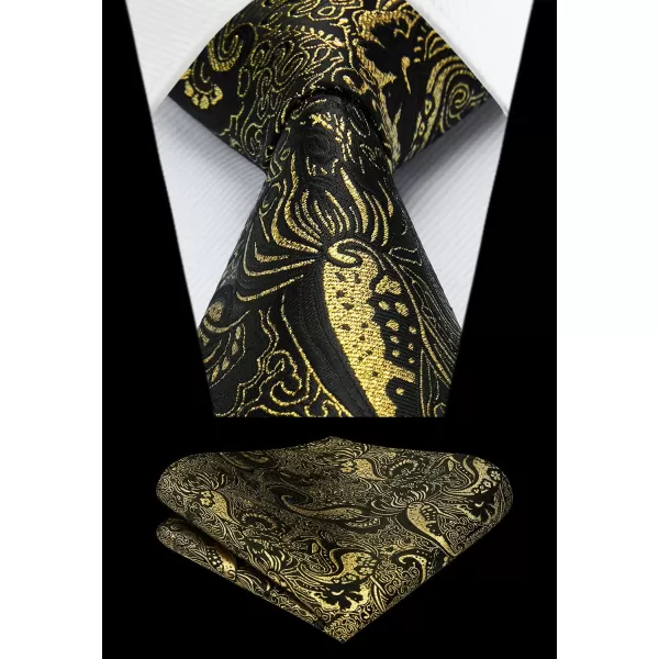HISDERN Men's Vest Tie Set Paisley Floral Jacquard Necktie Pocket Square 3PCS Waistcoat for Suit or Tuxedo Wedding Party
