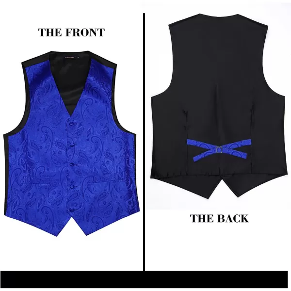 HISDERN Men's Vest Tie Set Paisley Floral Jacquard Necktie Pocket Square 3PCS Waistcoat for Suit or Tuxedo Wedding Party