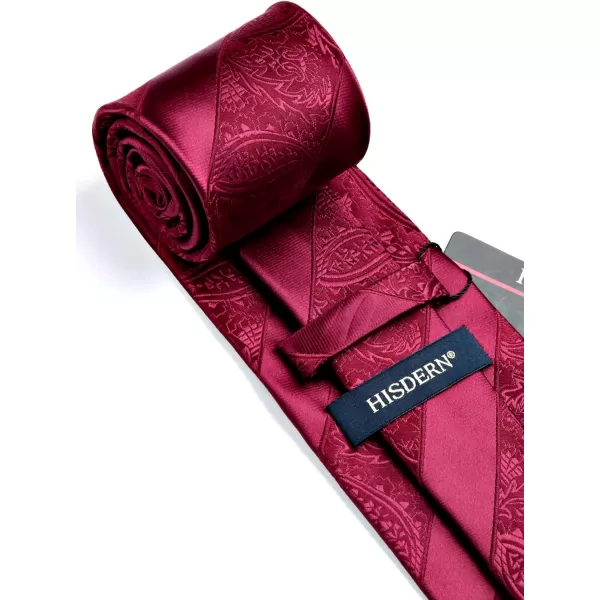 HISDERN Paisley Ties for Men Solid Color Tie Handkerchief Floral Mens Ties and Pocket Square Set Wedding Classic Necktie