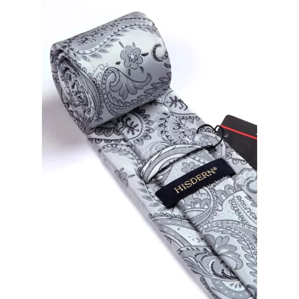 HISDERN Paisley Ties for Men Solid Color Tie Handkerchief Floral Mens Ties and Pocket Square Set Wedding Classic Necktie