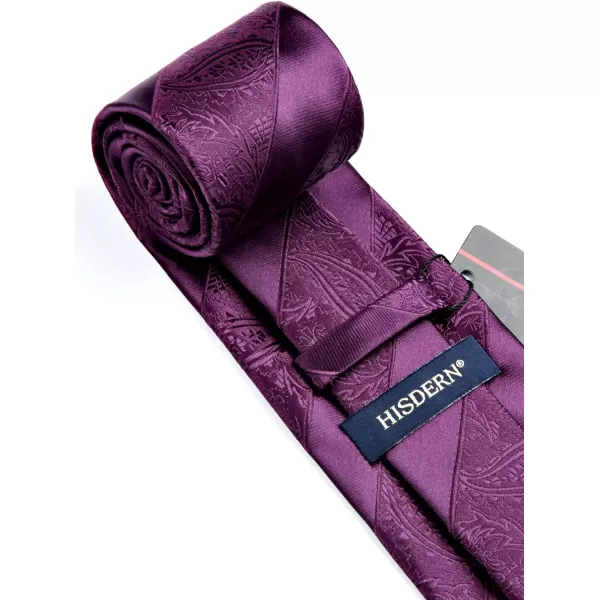 HISDERN Paisley Ties for Men Solid Color Tie Handkerchief Floral Mens Ties and Pocket Square Set Wedding Classic Necktie