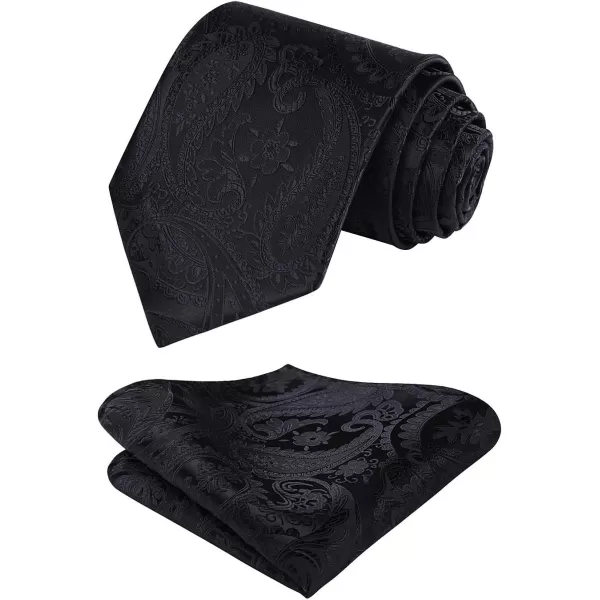 HISDERN Paisley Ties for Men Solid Tie Handkerchief Floral Men's Necktie &amp; Pocket Square Set Wedding Classic Mens Ties