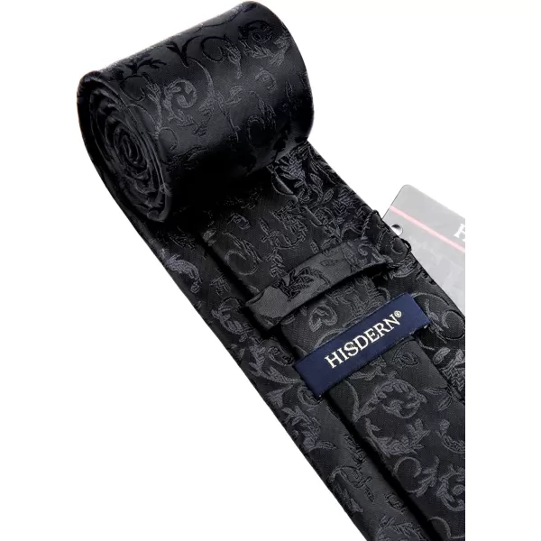 HISDERN Paisley Ties for Men Solid Tie Handkerchief Floral Men's Necktie &amp; Pocket Square Set Wedding Classic Mens Ties