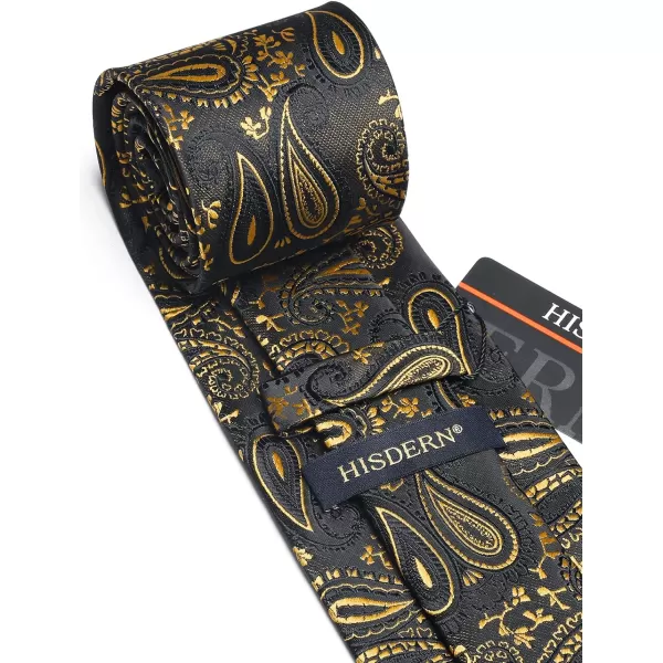 HISDERN Paisley Ties for Men Solid Tie Handkerchief Floral Men's Necktie &amp; Pocket Square Set Wedding Classic Mens Ties