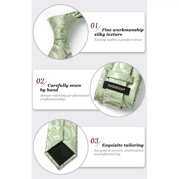 HISDERN Paisley Ties for Men Solid Tie Handkerchief Floral Men's Necktie &amp; Pocket Square Set Wedding Classic Mens Ties