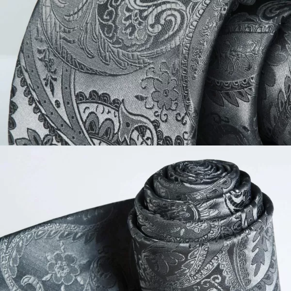HISDERN Paisley Ties for Men Solid Tie Handkerchief Floral Men's Necktie &amp; Pocket Square Set Wedding Classic Mens Ties
