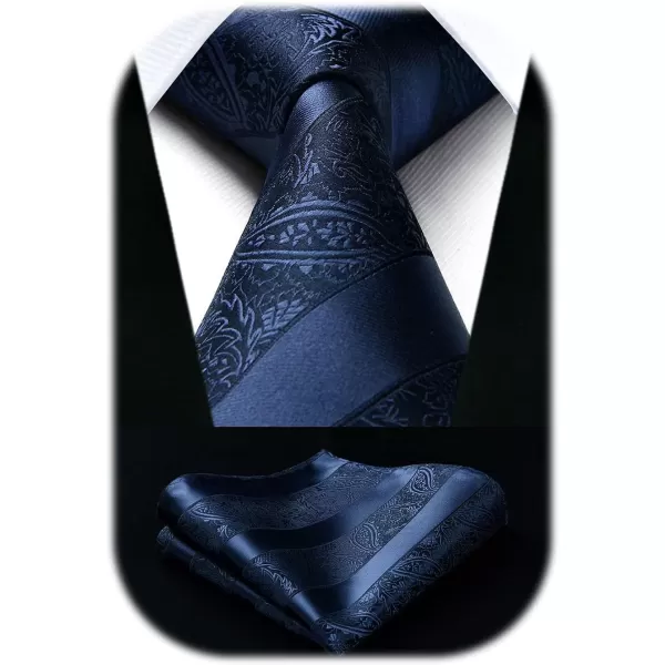 HISDERN Paisley Ties for Men Solid Tie Handkerchief Floral Men's Necktie &amp; Pocket Square Set Wedding Classic Mens Ties