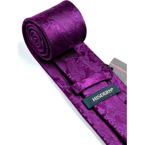 HISDERN Paisley Ties for Men Solid Tie Handkerchief Floral Men's Necktie &amp; Pocket Square Set Wedding Classic Mens Ties
