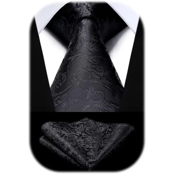 HISDERN Paisley Ties for Men Solid Tie Handkerchief Floral Men's Necktie &amp; Pocket Square Set Wedding Classic Mens Ties