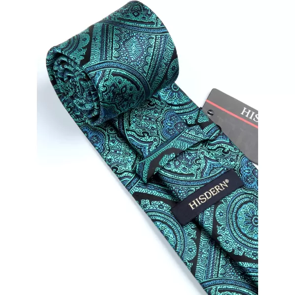 HISDERN Paisley Ties for Men Solid Tie Handkerchief Floral Men's Necktie &amp; Pocket Square Set Wedding Classic Mens Ties