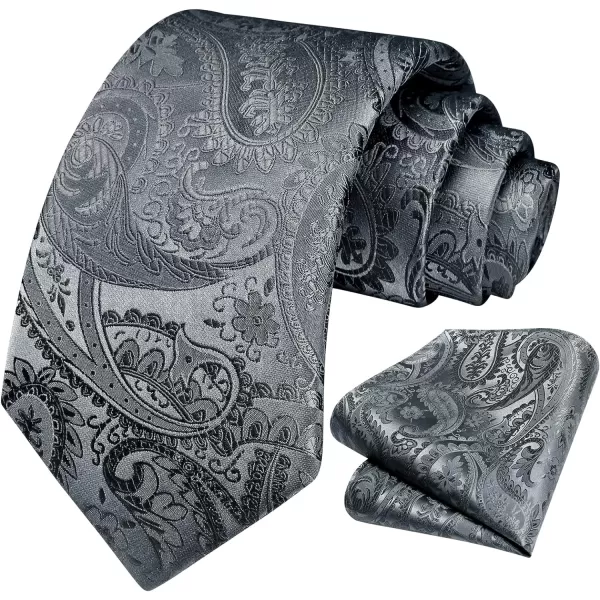 HISDERN Paisley Ties for Men Solid Tie Handkerchief Floral Men's Necktie &amp; Pocket Square Set Wedding Classic Mens Ties