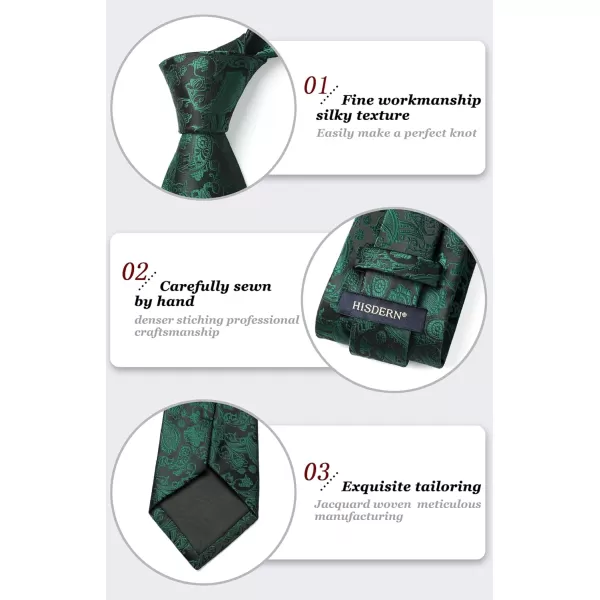 HISDERN Paisley Ties for Men Solid Tie Handkerchief Floral Men's Necktie &amp; Pocket Square Set Wedding Classic Mens Ties