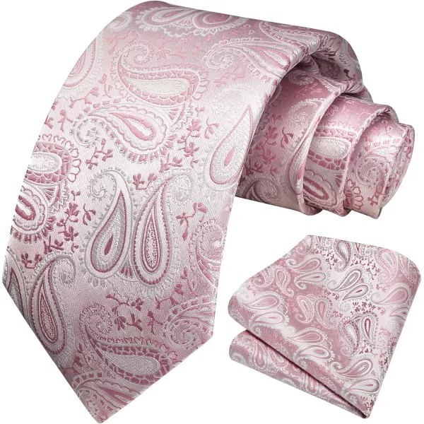 HISDERN Paisley Ties for Men Solid Tie Handkerchief Floral Men's Necktie &amp; Pocket Square Set Wedding Classic Mens Ties
