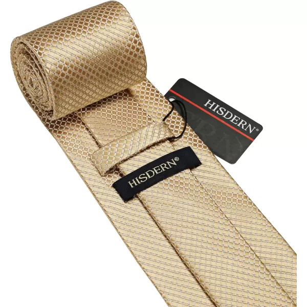 HISDERN Plaid Checkered Tie Handkerchief Woven Classic Formal Men's Necktie &amp; Pocket Square Set
