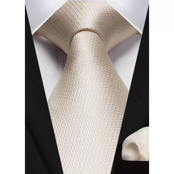 HISDERN Plaid Checkered Tie Handkerchief Woven Classic Formal Men's Necktie &amp; Pocket Square Set