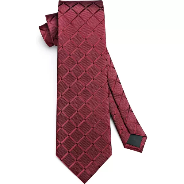 HISDERN Plaid Checkered Tie Handkerchief Woven Classic Formal Men's Necktie &amp; Pocket Square Set