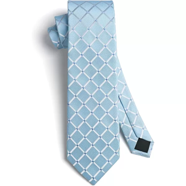 HISDERN Plaid Checkered Tie Handkerchief Woven Classic Formal Men's Necktie &amp; Pocket Square Set