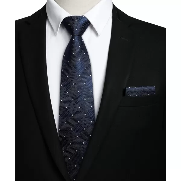 HISDERN Plaid Checkered Tie Handkerchief Woven Classic Formal Men's Necktie &amp; Pocket Square Set