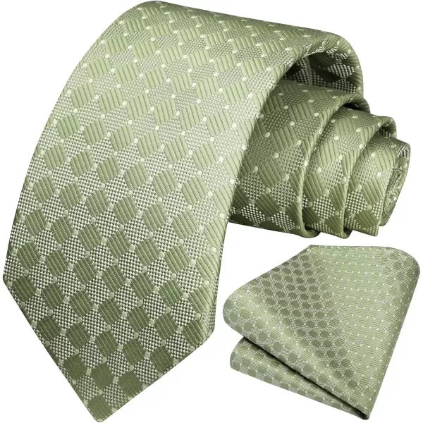 HISDERN Plaid Checkered Tie Handkerchief Woven Classic Formal Men's Necktie &amp; Pocket Square Set