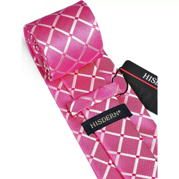 HISDERN Plaid Checkered Tie Handkerchief Woven Classic Formal Men's Necktie &amp; Pocket Square Set