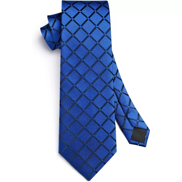HISDERN Plaid Checkered Tie Handkerchief Woven Classic Formal Men's Necktie &amp; Pocket Square Set