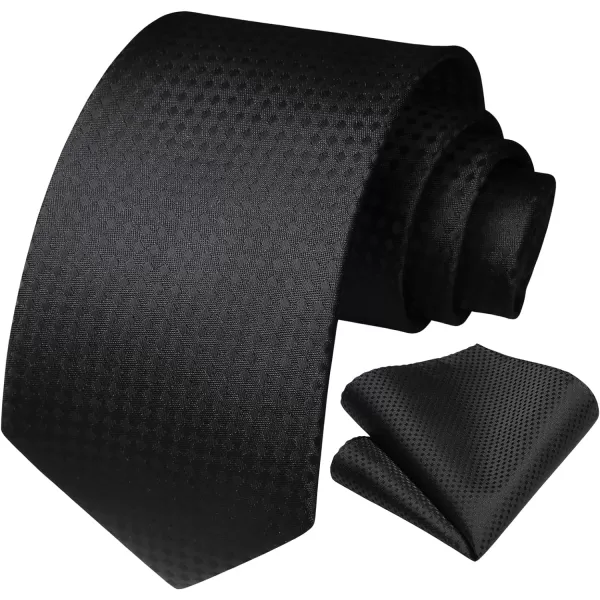 HISDERN Plaid Checkered Tie Handkerchief Woven Classic Formal Men's Necktie &amp; Pocket Square Set