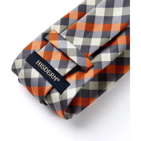 HISDERN Plaid Checkered Tie Handkerchief Woven Classic Formal Men's Necktie &amp; Pocket Square Set