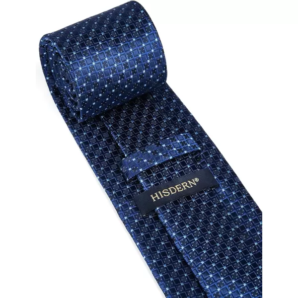 HISDERN Plaid Checkered Tie Handkerchief Woven Classic Formal Men's Necktie &amp; Pocket Square Set