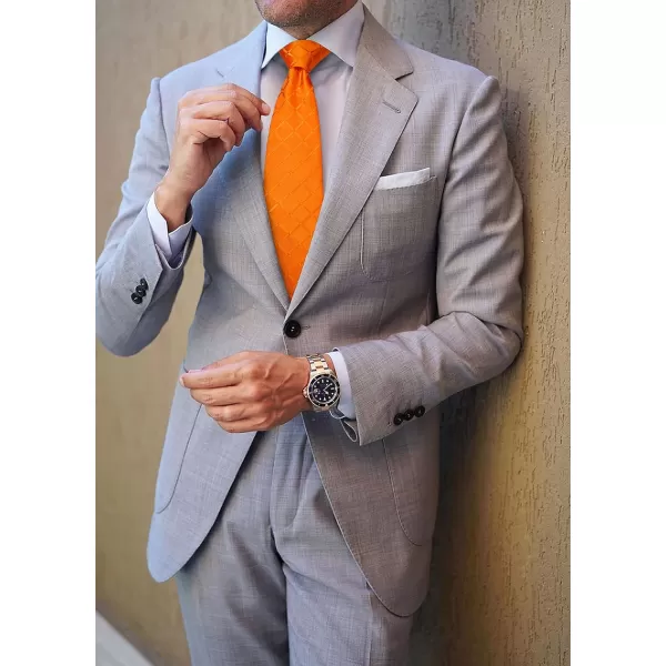 HISDERN Plaid Checkered Tie Handkerchief Woven Classic Formal Men's Necktie &amp; Pocket Square Set