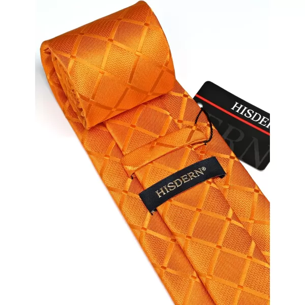 HISDERN Plaid Checkered Tie Handkerchief Woven Classic Formal Men's Necktie &amp; Pocket Square Set