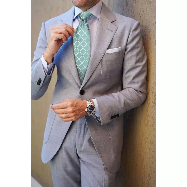 HISDERN Plaid Checkered Tie Handkerchief Woven Classic Formal Men's Necktie &amp; Pocket Square Set