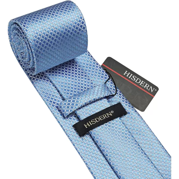 HISDERN Plaid Checkered Tie Handkerchief Woven Classic Formal Men's Necktie &amp; Pocket Square Set