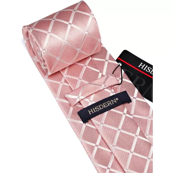 HISDERN Plaid Checkered Tie Handkerchief Woven Classic Formal Men's Necktie &amp; Pocket Square Set