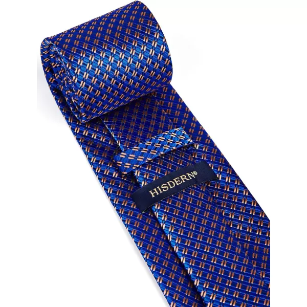 HISDERN Plaid Checkered Tie Handkerchief Woven Classic Formal Men's Necktie &amp; Pocket Square Set