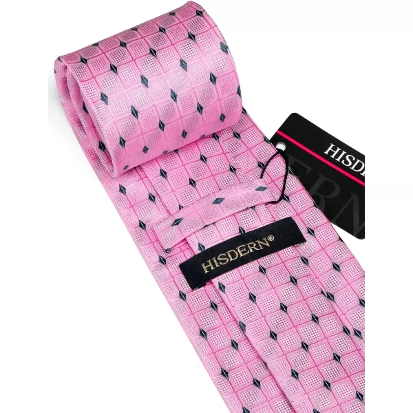 HISDERN Plaid Checkered Tie Handkerchief Woven Classic Formal Men's Necktie &amp; Pocket Square Set