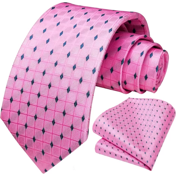 HISDERN Plaid Checkered Tie Handkerchief Woven Classic Formal Men's Necktie &amp; Pocket Square Set