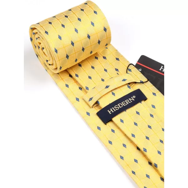 HISDERN Plaid Checkered Tie Handkerchief Woven Classic Formal Men's Necktie &amp; Pocket Square Set