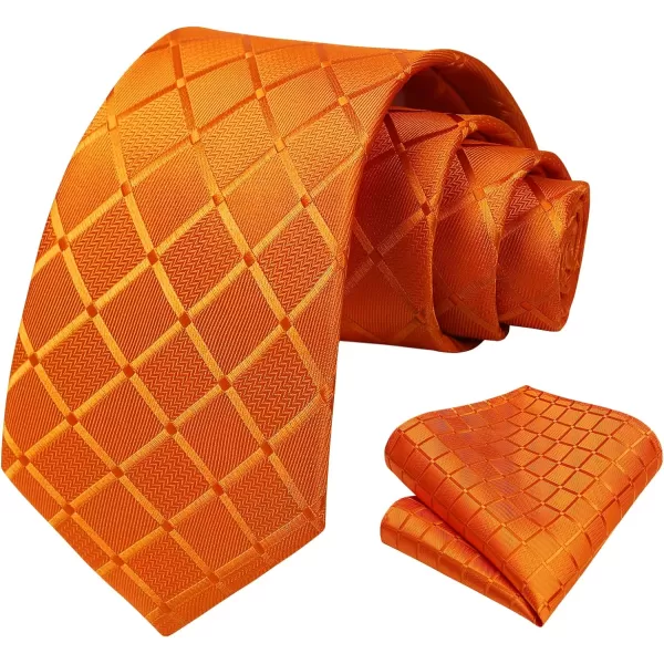 HISDERN Plaid Checkered Tie Handkerchief Woven Classic Formal Men's Necktie &amp; Pocket Square Set