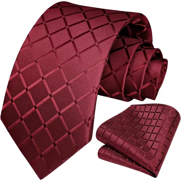 HISDERN Plaid Checkered Tie Handkerchief Woven Classic Formal Men's Necktie &amp; Pocket Square Set