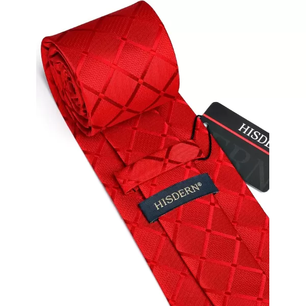 HISDERN Plaid Checkered Tie Handkerchief Woven Classic Formal Men's Necktie &amp; Pocket Square Set