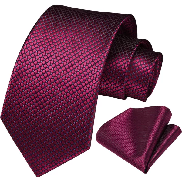 HISDERN Plaid Checkered Tie Handkerchief Woven Classic Formal Men's Necktie &amp; Pocket Square Set