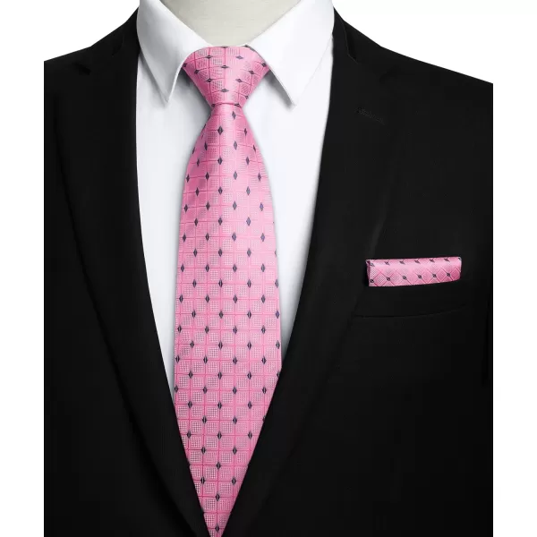 HISDERN Plaid Checkered Tie Handkerchief Woven Classic Formal Men's Necktie &amp; Pocket Square Set