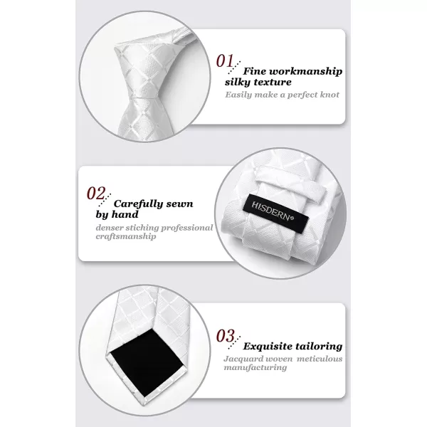 HISDERN Plaid Checkered Tie Handkerchief Woven Classic Formal Men's Necktie &amp; Pocket Square Set